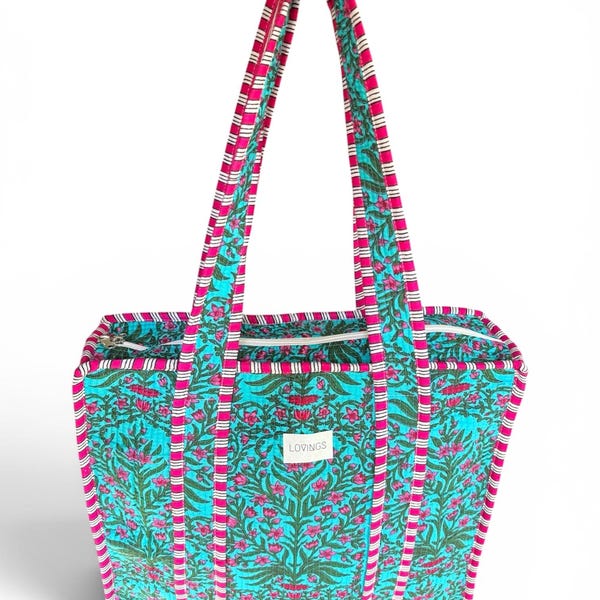Turquoise Blossom tote bag