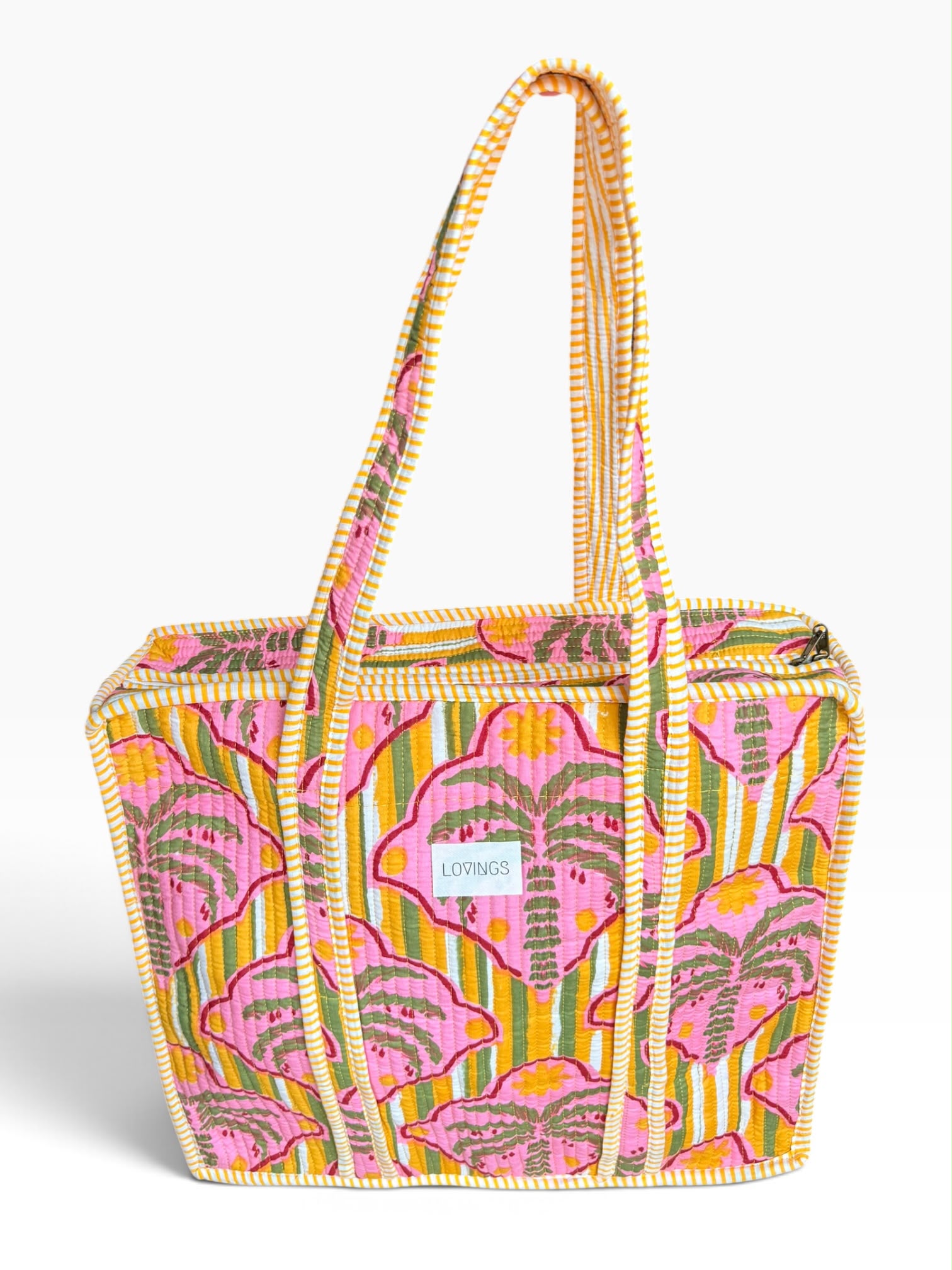 Palm Paradise Yellow - Tote Bag met Rits